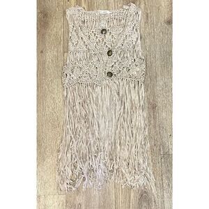 Blu Pepper Tan Vest Top Small Fringe Distressed New